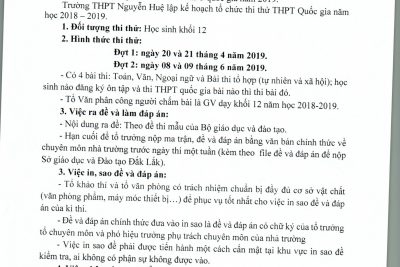 Kế hoạch thi thử THPT QG năm 2019